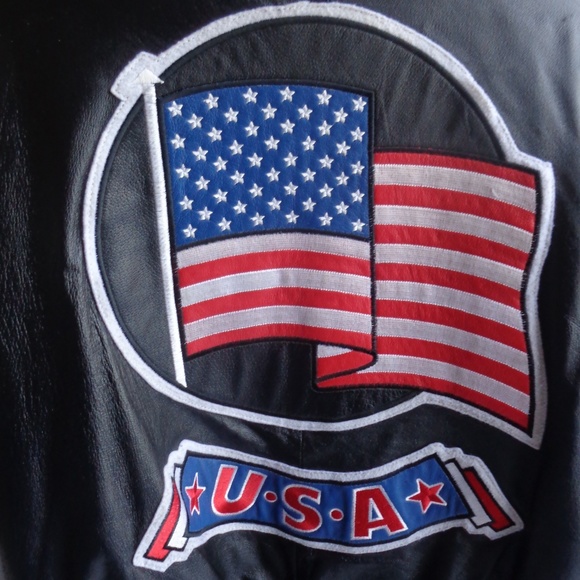 Michael Hoban Black, Blue, Red, and White Leather Jacket - Picture 5 of 7